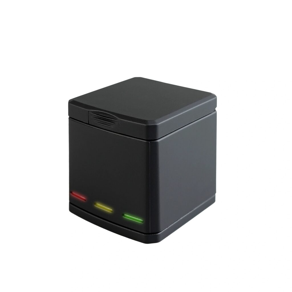 Device for charging the battery with Status light red, yellow, green. with clipping paths.