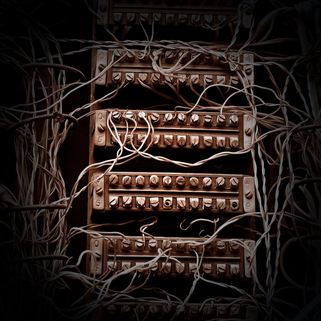 old telephone switchboard closeup
