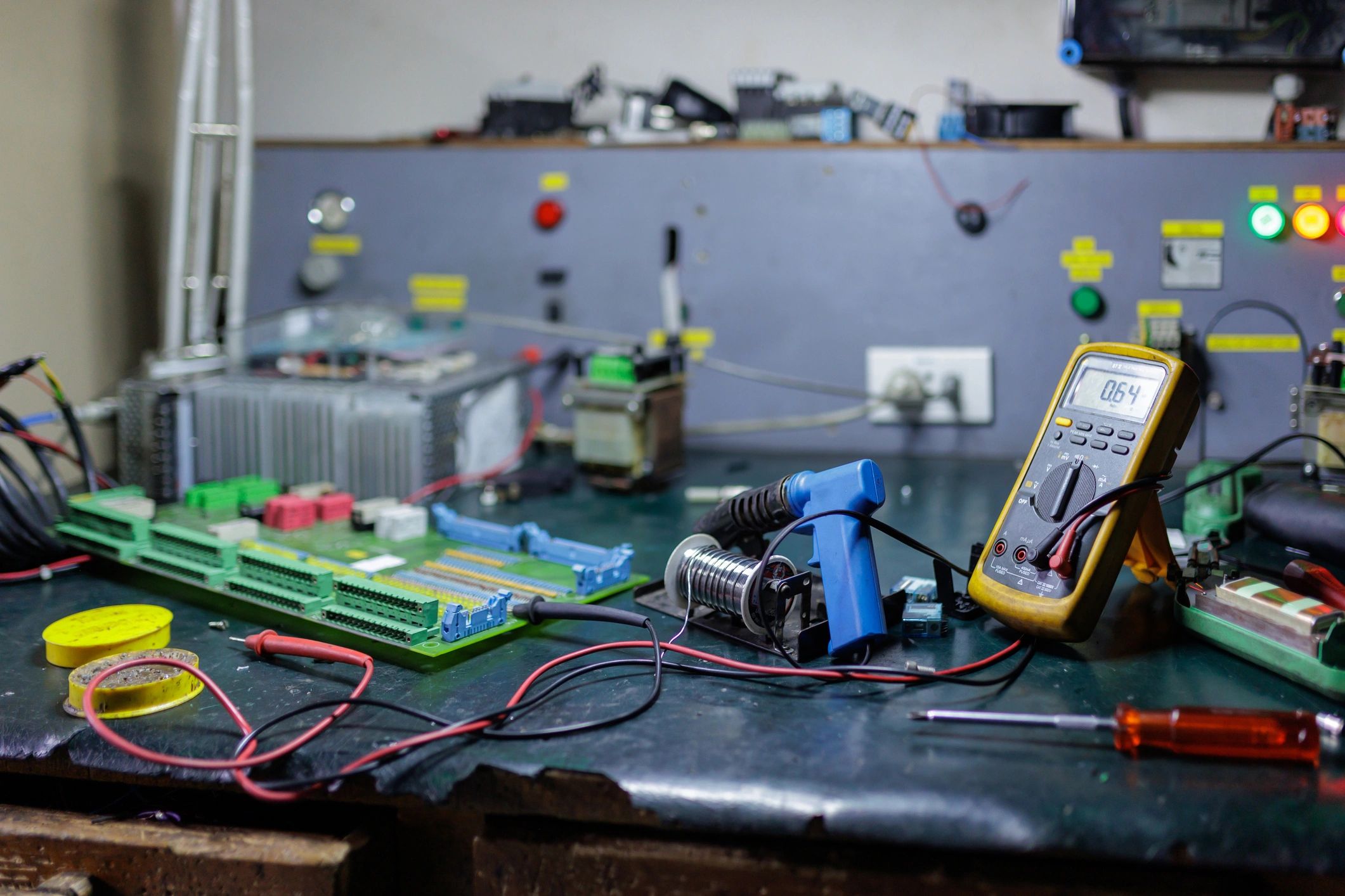 Electronics workspace representing reliable electrical product selection