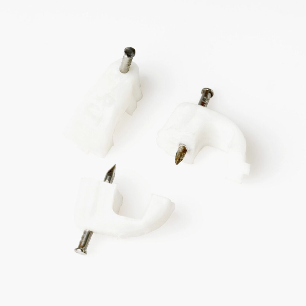 Close-up of cable clips