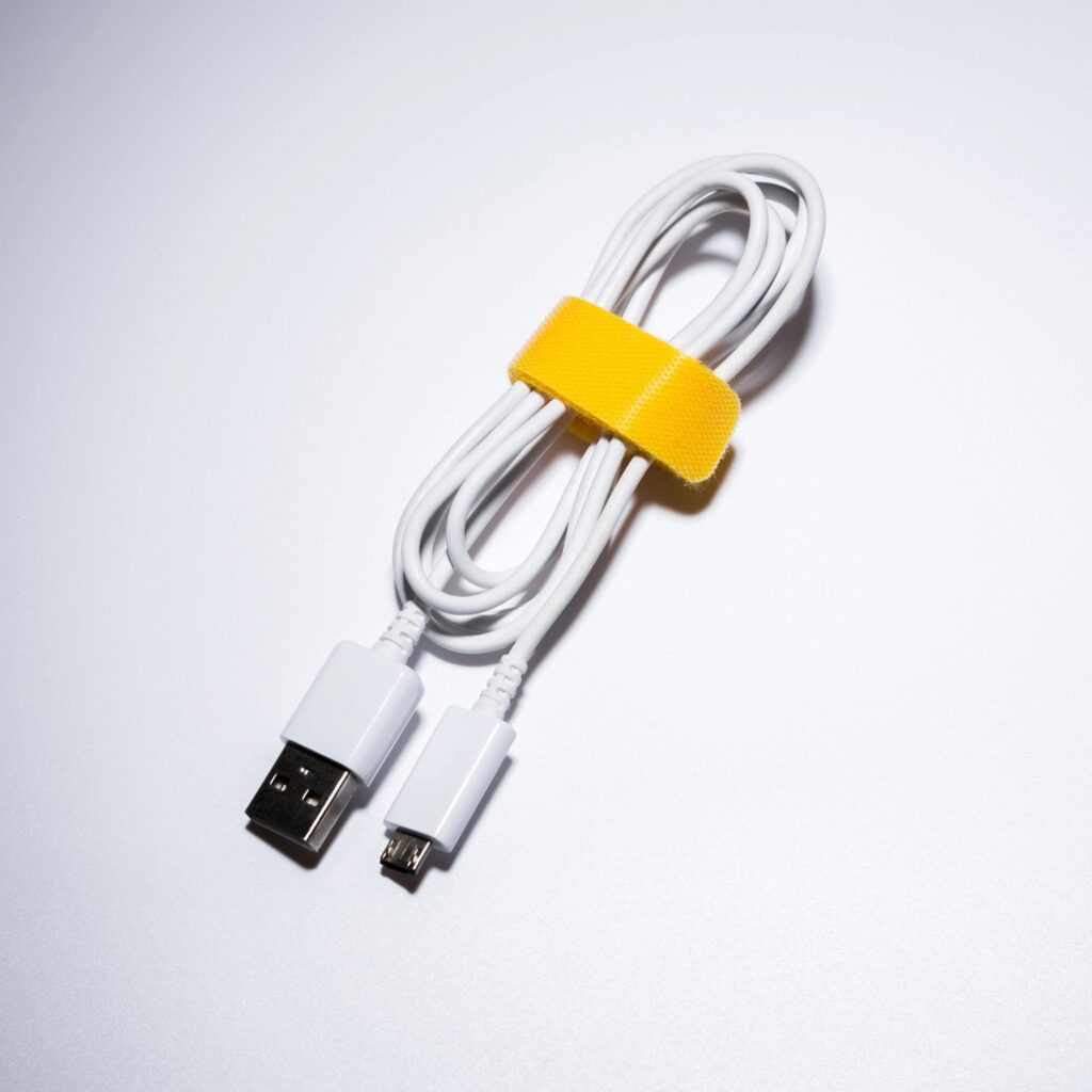 White charging cable for modern smartphone